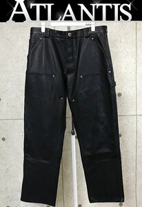 CHROME HEARTS 銀座店 クロムハーツ 未使用 カーペンター ダブルニー レザーパンツ size:31 黒 97179