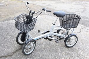 【ト長】 けんきゃくん KENKYAKUN 四輪自転車 アシスト自転車 電動自転車 説明書 充電機付き 前後カゴあり 4輪 14インチタイヤ IC784IOC39