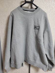 ナイキ STUSSY トレーナー グレー スウェット 長袖 クルーネック スエット XL コラボ 古着 90s1円からスタート