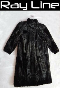 コート レディース SAGA ROYAL ミンク MINK 毛皮 ロングコート♪ブラック系 美品 サイズ11号 中古K s02