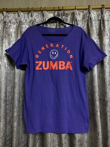 ZUMBA 正規品 ズンバ ウェア リメイク シャツ Tシャツ トップス ダンス エアロ フェス SMILE GENERATION ハワイ ハロウィン ニコちゃん 紫