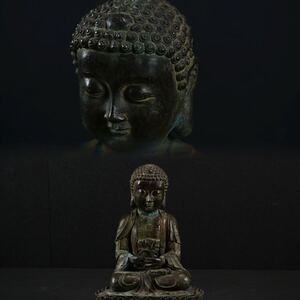 【古美術】卍 仏像 銅製 骨董品 仏教美術 中国 蓮台 禅定印 仏教美術 古銅 古玩 造像 時代物 唐物