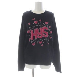 ヒステリックグラマー HYSTERIC GLAMOUR 20AW HYS HEARTジャガード プルオーバー ニット セーター 長袖 ウール混 アンゴラ混 F 黒 ブラック