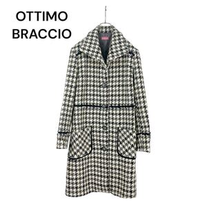 01T464☆ OTTIMO BRACCIO イタリア製 オッティモブラッチオ 千鳥柄 Aライン ロングコート アウター 秋冬 防寒 綺麗なシルエットです◎