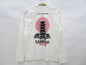 サムライジーンズ 長袖Tシャツ SMLT15-101 Samurai Jeans ロンT 五重塔＆国産旧車 オフ白 (M) 多少汚れ 50%オフ (半額) 即決 新品