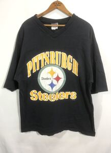 ■ 90s 90年代 ビンテージ スティーラーズ ＃36 ジェローム ベティス Vネック Tシャツ サイズXLARGE ブラック アメフト Steelers BETTIS ■