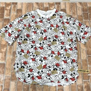 DISNEY ディズニー レディース ミッキー総柄 半袖Tシャツ 大きいサイズ 4L 白