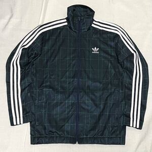 美品 アディダス オリジナルス 黒 タータン チェック トラックジャケット ジャージ トレフォイルロゴ adidas TARTAN トラックトップ 正規品