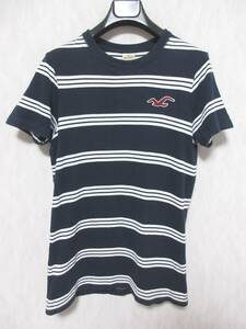 HOLLISTER ホリスター Tシャツ 半袖 ボーダー ロゴ メンズ S ネイビー yg5362