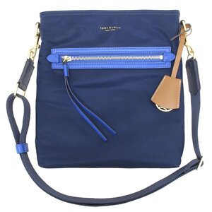 美品 Tory Burch トリーバーチ PERRY NYLON SWINGPACK ナイロン ショルダーバッグ ネイビー ◆