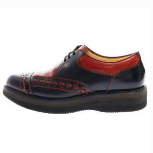 RJB アールジェイビー FLAT LOW RUBBER SHOES L111D フラットヘッド ラバーシューズ ローファーブラック/レッド US7/25cm