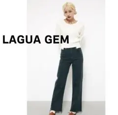 LAGUA GEM ラグアジェム　パンツ　フレア　グリーン　緑　カットオフ