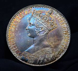 1847年　イギリス　ヴィクトリア銀貨　約28.26g　古銭　SV　現状品　30