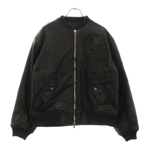 CHROME HEARTS クロムハーツ LETTERMAN レターマン CHマルチレザーパッチフルレザーブルゾン ジャケット ブラック