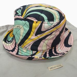 ◇Emilio Pucci 2EGF39 Onde バケットハット プッチ柄 プリント キルティング 帽子 エミリオプッチ レディース