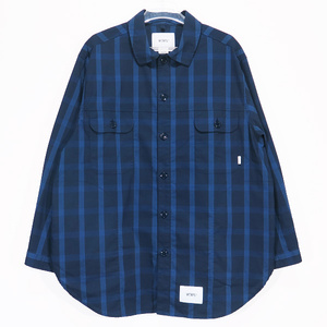 WTAPS ダブルタップス 21SS WCPO/LS/COPO.RIPSTOP.TEXTILE.COOLMAX 211GWDT-SHM01 ダブルシーピーオー シャツ クールマックス ネイビー apk