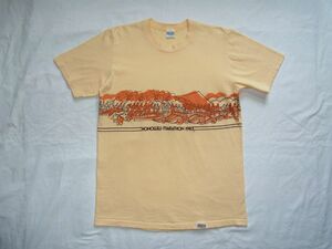 ☆ 80s USA製 ビンテージ CRAZY SHIRTS クレイジーシャツ HONOLULU MARATHON ホノルルマラソン 1983 染み込みプリント Tシャツ sizeM☆古着