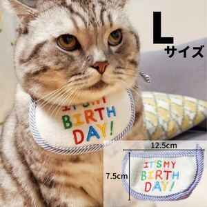 ペット バースデー スタイ L ブルー　誕生日 犬用 猫用 お祝い　可愛　動物