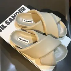 JIL SANDER 41 ベージュ クロスストラップサンダル