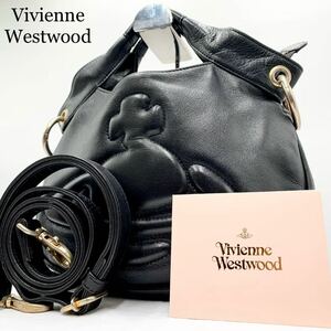 863【入手困難・美品】Vivienne Westwood ヴィヴィアンウエストウッド ハンドバッグ ショルダーバック 2way オーブ エンボス ゴールド 黒