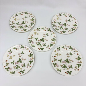 【中古美品】　WEDGWOOD ウェッジウッド　ワイルドストロベリー　プレート　5枚セット　ケーキ皿　約20.5cm(N60416_7_s)