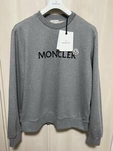 Lサイズ【未使用】MONCLER レタリングロゴ スウェット　グレー色　Grey　トレーナー 正規品　◆定価９万円◆