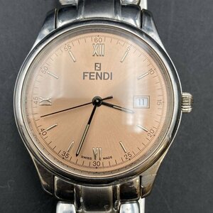 G0412T77 FENDI OROLOGI QZ 可動フェンディ 210G 015-878 オロロジ ピンク文字盤 デイト メンズ腕時計　電池交換済み