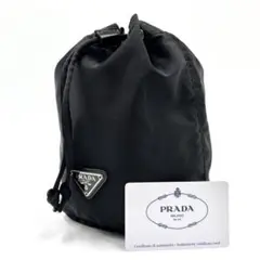 【人気】PRADA テスートナイロン 三角ロゴ 巾着 ポーチ バニティ ブラック