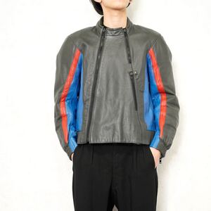 EU VINTAGE BMW ZIP DESIGN LEATHER RACING JACKET/ヨーロッパ古着ジップデザインレザーレーシングジャケット