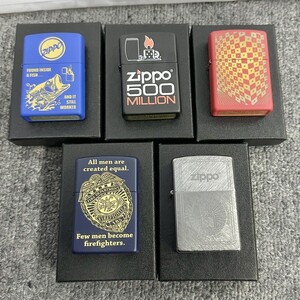 H051-NG8-164 ▲ Zippo ジッポー オイルライター 5点セット 500ミリオン 魚 ブルー ブラック 他 喫煙具 5点火花あり