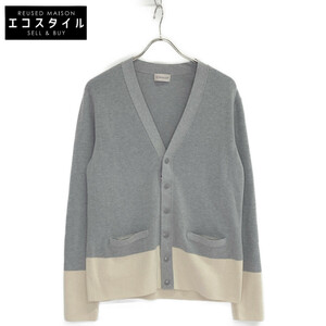 MONCLER モンクレール CARDIGAN TRICOT ロゴワッペン リブニット カーディガン グレー S カーディガン コットン メンズ 中古