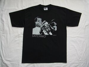 ☆美品・未着用☆ 90s USA製 ビンテージ Louis Armstrong ルイ・アームストロング Satchmo Tシャツ sizeXL 黒 ☆古着 Gear Inc. JAZZ BLUES