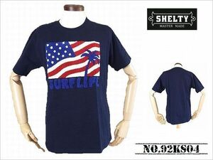 【送料無料! STOCK SALE 】 「SHELTY 」 リゾート柄 サガラ刺繍Tシャツ 「US FLAG柄」　NO.92KS04 NAVY_Lサイズ