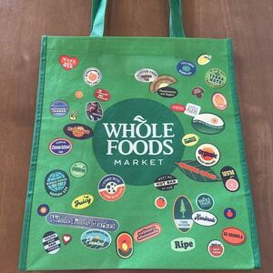 アメリカ ハワイ WHOLE FOODS ホールフーズ マーケット エコバッグ ショッパー 手提げ袋 ショッピングバッグ 外ポケット付き 新品 未使用