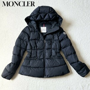 1円～ 極美品 MONCLER モンクレール AVOCE ショート ダウンジャケット ダウンコート ナイトブルー ブラック系 ネイビー系 0 レディース