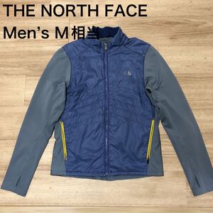 【送料無料】THE NORTH FACEナイロン切り返しジップアップジャケット青系　メンズMサイズ相当　ザノースフェイス長袖アウトドア