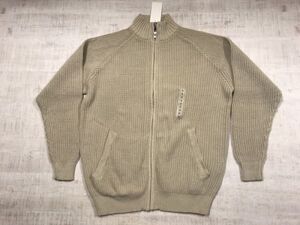 新品タグ付き オールド ユニクロ old UNIQLO レトロ ジップアップ ハイネック コットン ニット ジャケット メンズ M ベージュ