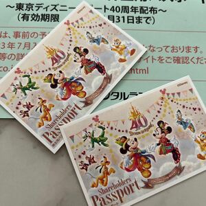 東京ディズニーリゾート株主用パスポート2枚