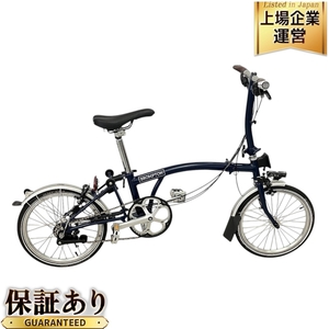 BROMPTON S6L 2021 Tempestblue VOLT 400XC 純正ライト付 BROOKS レザーグリップ 仕様 折りたたみ自転車 ミニベロ 良好 中古 W9685736