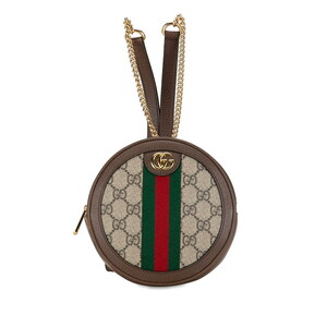 グッチ GGスプリーム オフィディア シェリーライン ミニリュック バックパック 598661 ベージュ ブラウン PVC レザー GUCCI 【中古】