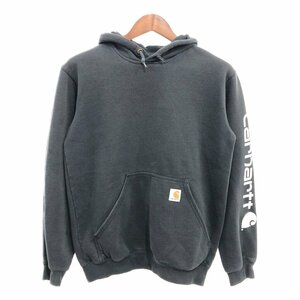 SALE/// Carhartt カーハート スウェット パーカー トップス アメカジ ワーク 袖プリント ブラック (メンズ S) P9609