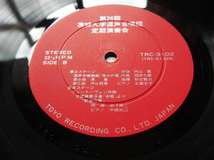 【LP】ベートーヴェン第九(TRC3012東洋レコーディング製造1976年?第26回茨城大学混声合唱団/歓喜の歌/武子剛二/中崎和江/BEETHOVEN)