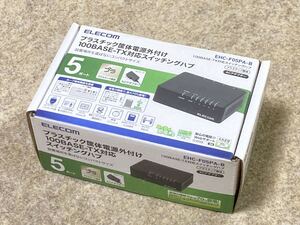 エレコム ELECOM / プラスチック筐体電源外付け 100BASE-TX対応 スイッチングハブ EHC-F05PA-W 5ポート/ACアダプター/USED品