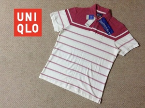 ★新品★ユニクロ メンズ サーフ カノコ ドライ 半袖ポロシャツ ボーダー ファッション 鹿の子 DRY UNIQLO 345-023403