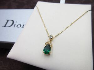 【極上美品】★ Christian Dior ネックレス 緑石 クリスチャン ディオール ヴィンテージ アクセサリー レディース 結婚式 レアlu-2-39(1)