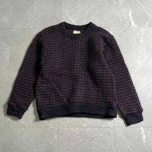 L.L.Bean Knit S size セーター　バーズアイ　エルエルビーン　ネイビー　総柄　ニット　名作　80s ノルウェー製