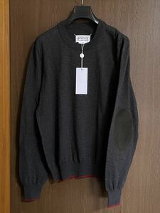 M新品 メゾンマルジェラ エルボーパッチ ニット クルーネック メランジュ セーター 21SS sizeM 46 Maison Margiela 10 メンズ ダークグレー