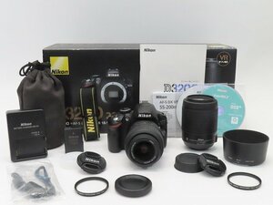 ●○【元箱付】Nikon D3200 200mm ダブルズームキット デジタル一眼レフカメラ Fマウント ニコン ケース付○●027983001Jm○●