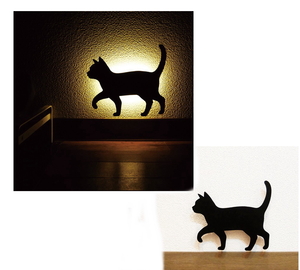 LEDライト 可愛いネコのシルエット Cat Wall Light 2「おさんぽ」ウォールライト 間接照明＜日本製＞