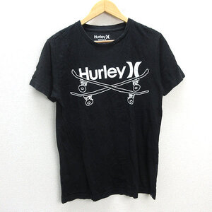 s■ハーレー/HURLEY PREMIUM FIT ロゴプロントTシャツ【M】黒/MENS/15【中古】